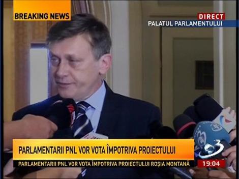 Antonescu: Poziţia politică asumată de PNL este de a vota ÎMPOTRIVA proiectului privind Roşia Montană