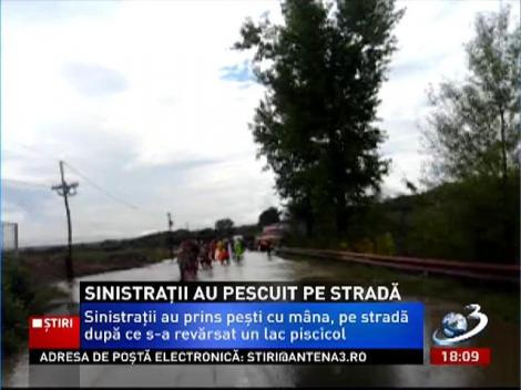 Localnicii din zonele inundat au prins peşti cu mâna