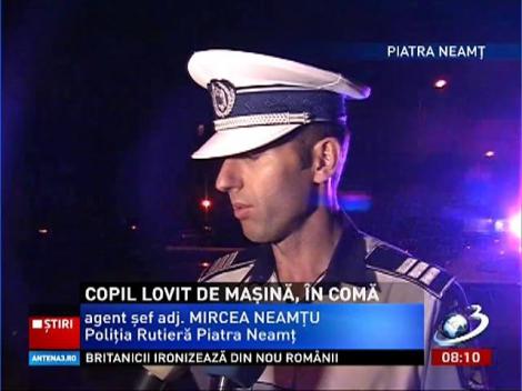 Copil lovit de maşină, în comă