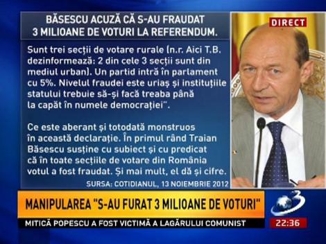 Sinteza Zilei: Manipularea "s-au furat 3 milioane de voturi"