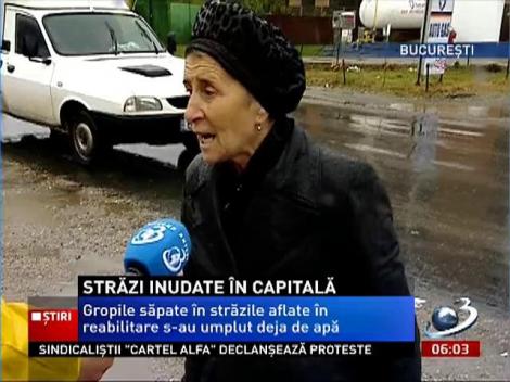 Străzi inundate în Capitală