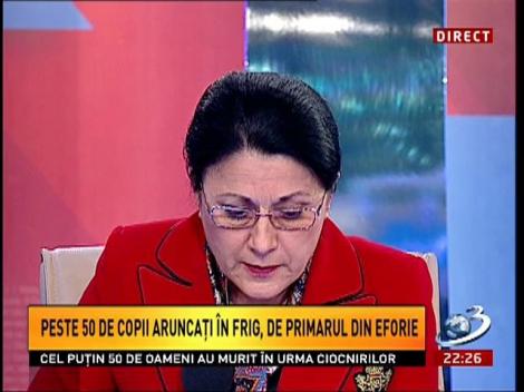 Ecaterina Andronescu: Mi s-a spus că au căldură, curent şi apă. Cred că singura soluţie este să mă urc în maşină şi să mă duc până acolo