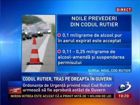 Codul rutier, tras pe dreapta în Guvern