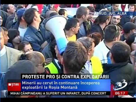Proteste pro şi contra Roşia Montană, la Abrud. Sute de oameni au ieşit în stradă să manifesteze