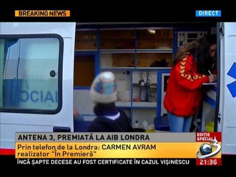Carmen Avram, în direct de la Londra: Gala a fost una specială. A fost cea mai mare concurenţă din cei toţi 20 de ani
