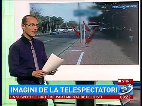 Imagini de la telespectatori! Trei stâlpi de electricitate, fix în mijlocul unei piste de bicilete