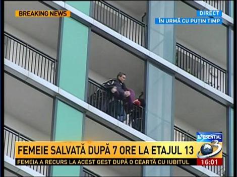 Femeia care ameninţa că se aruncă de la etajul 13 a fost salvată
