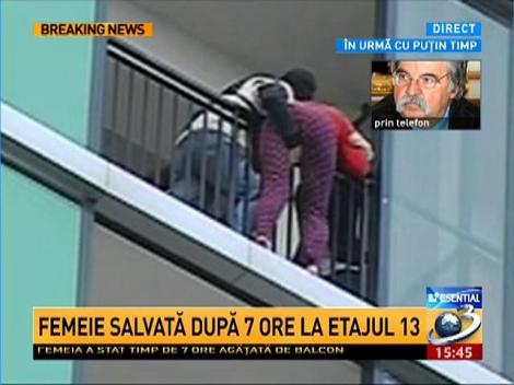 Femeia care ameninţa că se aruncă de la etajul 13 al unui bloc din Bucureşti a fost salvată