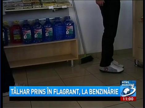 Imagini cu un tâlhar surprins în flagrant, la o benzinărie din Sectorul 1