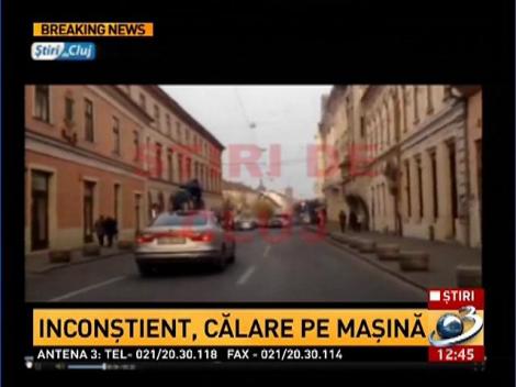 Inconștient, călare pe mașină prin centrul Bihorului