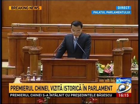 Premierul Chinei, vizită istorică în Parlamentul României