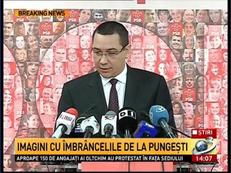 Victor Ponta despre îmbrâncelile de la Pungeşti: Toate acţiunile jandarmilor au fost 100% conform legii şi îi felicit!