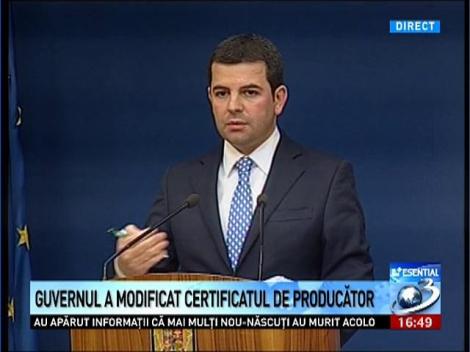Guvernul a modificat certificatul de producător