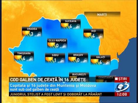 COD GALBEN de ceață în 16 județe