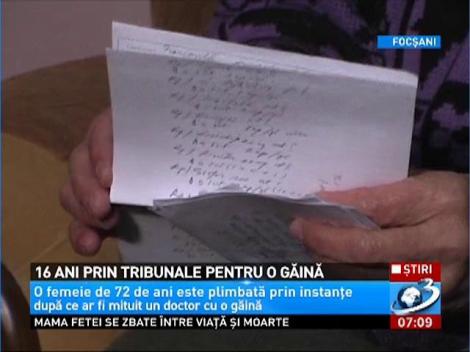 Bătrână bolnavă de cancer, plimbată de 16 ani prin tribunale pentru o gaina