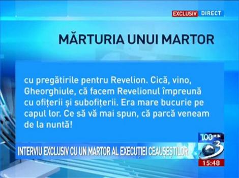 Marturie despre asasinarea sotilor Ceausescu