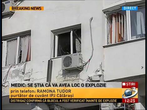 Purtatorul de cuvant IPJ Calarasi, despre explozia care a devastat un bloc in centrul orasului