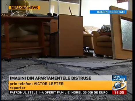 Imagini din apartamentele distruse