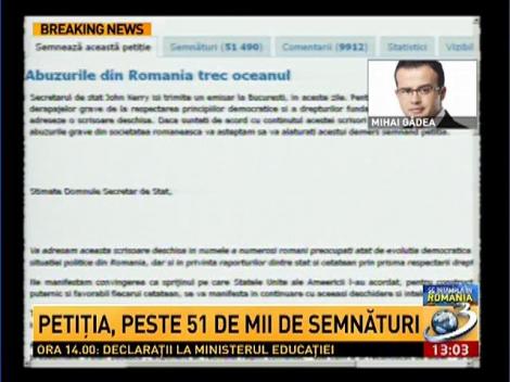 Mihai Gadea, despre cea mai semnata petitie din Romania