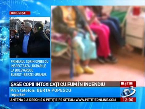 Sase copii intoxicati cu fum intr-un incendiu