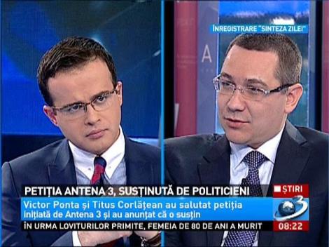 Petiţia Antena 3, susţinută de politicieni