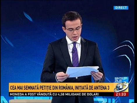 SINTEZA ZILEI. Mihai Gâdea a prezentat cele peste 100.000 de semnături ale petiţiei iniţiate de Antena 3