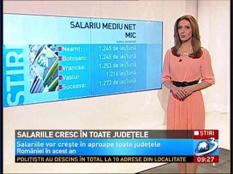 Salariile vor creşte în aproape toate judeţele României în acest an
