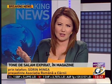 Tone de salam expirat, descoperit la vânzare în magazin