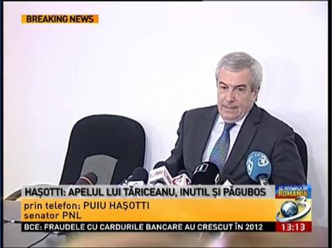 Puiu Haşotti: Apelul lui Tăriceanu e inutil şi păgubos