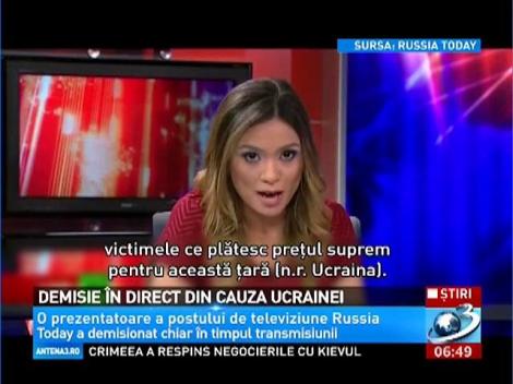O jurnalistă a demisionat &icirc;n direct, din cauza situaţiei din Ucraina