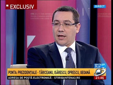 Victor Ponta: Dacă aş candida şi câştiga alegerile prezidenţiale, primul ministru nu ar fi de la PSD