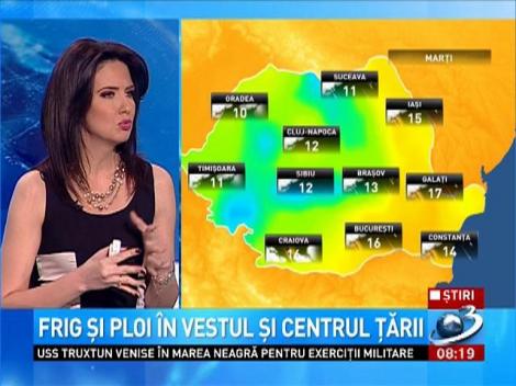 Frig şi ploi în vestul şi centrul ţării