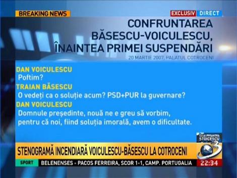 Stenogramă incendiară Voiculescu - Băsescu