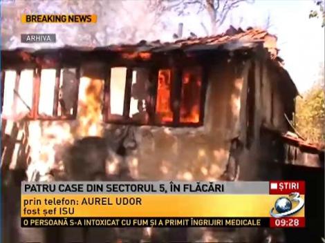 Incendiu puternic &icirc;n sectorul 5 din Capitală. Patru case sunt &icirc;n flăcări