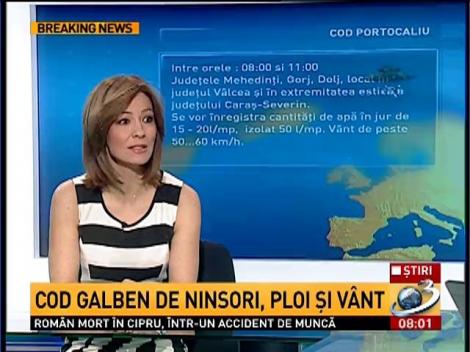 Meteorologii au emis o nouă avertizare de v&acirc;nt puternic şi ploi. Vedeţi care sunt zonele vizate