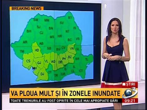Cod GALBEN de ploi în judeţele deja afectate de INUNDAŢII