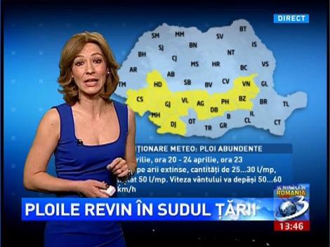 11 judeţe din sud sunt vizate de ploi şi vijelii