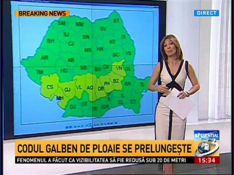 Codul galben de ploaie se prelungeşte