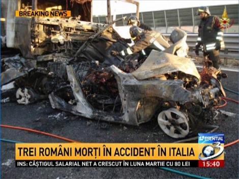 Accident grav în Italia. Trei români au murit carbonizaţi