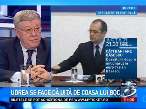 Subiectiv: Udrea se face că uită de coasa lui Boc