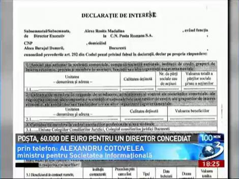 Poşta, 60.000 de euro pentru un director concediat