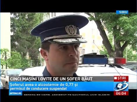 Sibiu. Un şofer băut bine a lovit 5 maşini parcate