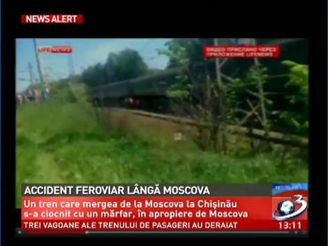 Accident feroviar în Rusia. Un tren de pasageri, care circula pe ruta Moscova-Chişinău, a fost acroşat de un mărfar