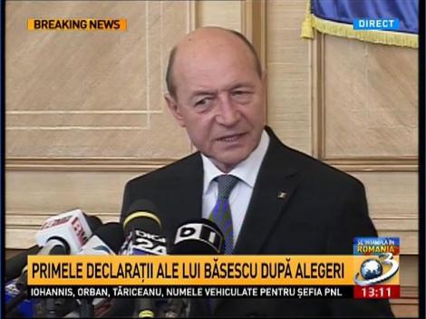 Primele declaraţii ale lui Băsescu după alegeri