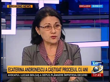 Exclusiv! Ecaterina Andronescu, despre cum a castigat procesul cu ANI