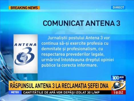 Antena 3 răspunde reclamţiilor şefei DNA