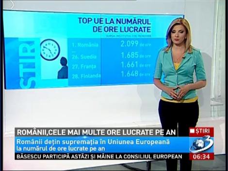Rom&acirc;nii, cei mai muncitori din UE. Suntem pe primul loc la numărul de ore lucrate pe an. Finlandezii, la coada clasamentului