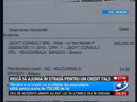 Caz şocant la Braşov. Riscă să fie aruncată &icirc;n stradă pentru un credit de 750.000 de lei pe care NU l-a făcut