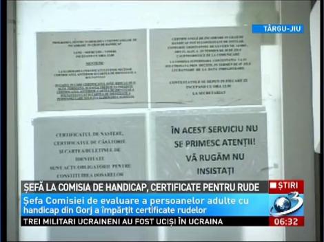 Şefă la Comisia de Handicap, certificate pentru rude