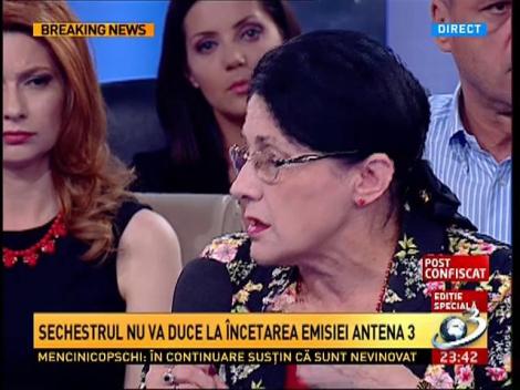 Ecaterina Andronescu: Sper ca Antena 3 să fie sprijinită &icirc;n aşa fel &icirc;nc&acirc;t să nu se acrediteze ideea că nu mai putem vorbi liberi &icirc;n această ţară!